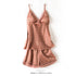 Print Dot Lady Nightwear Satin 4PCS Pajamas Set For Women - ROUTINE FASHION